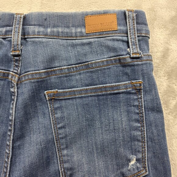 Judy Blue Jeans Womens 9/29 Blue Boyfriend Fit Stretch Distressed Pull On - Picture 4 of 12